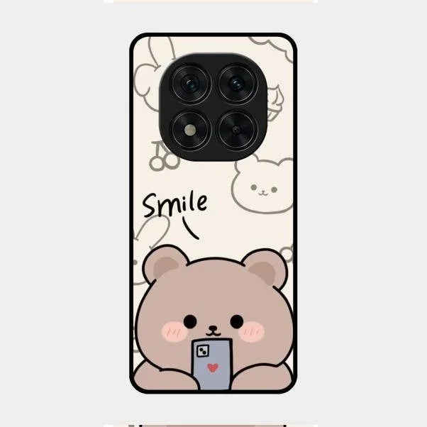 Cute Bear Glossy Metal Case Cover For Redmi Note 14 Pro 5G