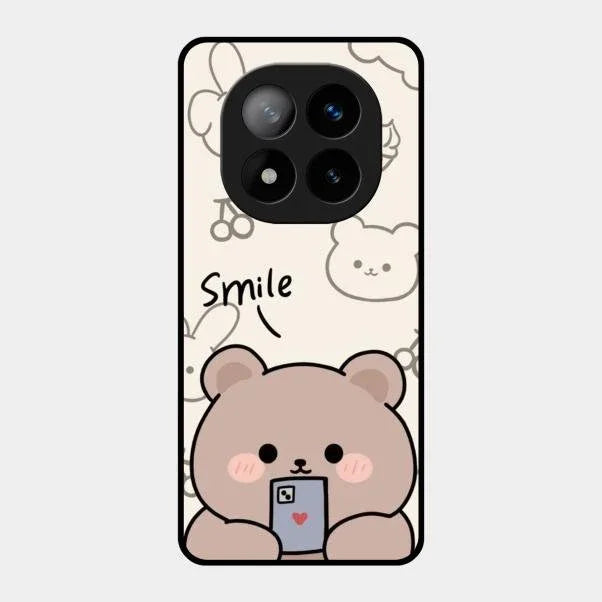Cute Bear Glossy Metal Case Cover For Redmi Note 14 Pro Plus 5G