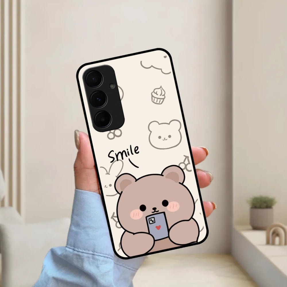 Cute Bear Glossy Metal Case Cover For Samsung