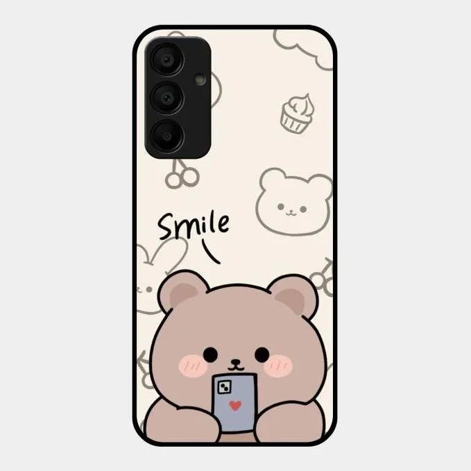 Cute Bear Glossy Metal Case Cover For Samsung Galaxy A15 5G