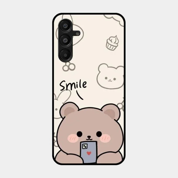 Cute Bear Glossy Metal Case Cover For Samsung Galaxy A16 5G