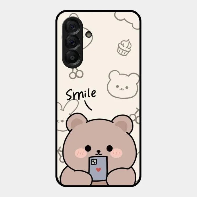 Cute Bear Glossy Metal Case Cover For Samsung Galaxy A17 5G
