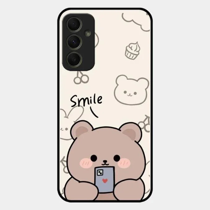 Cute Bear Glossy Metal Case Cover For Samsung Galaxy A34 5G