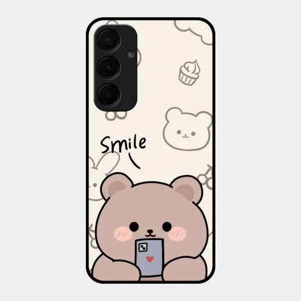 Cute Bear Glossy Metal Case Cover For Samsung Galaxy A35 5G