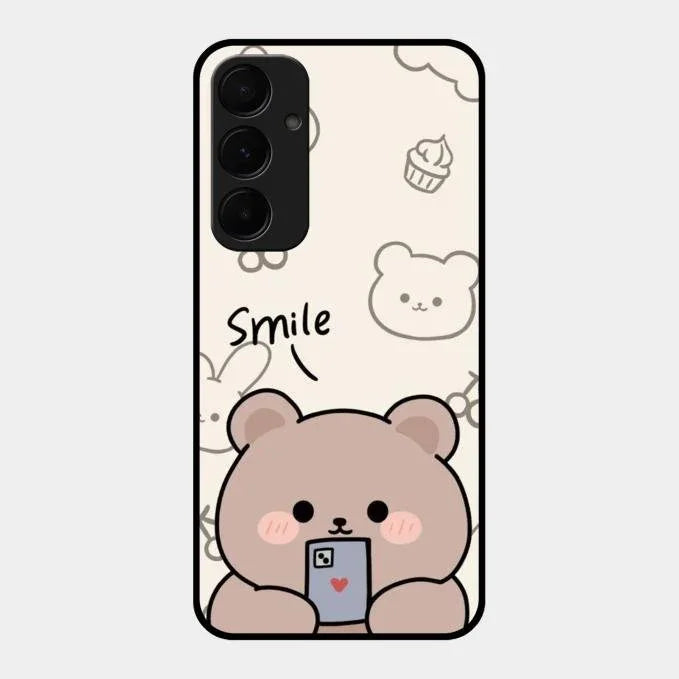 Cute Bear Glossy Metal Case Cover For Samsung Galaxy A55 5G