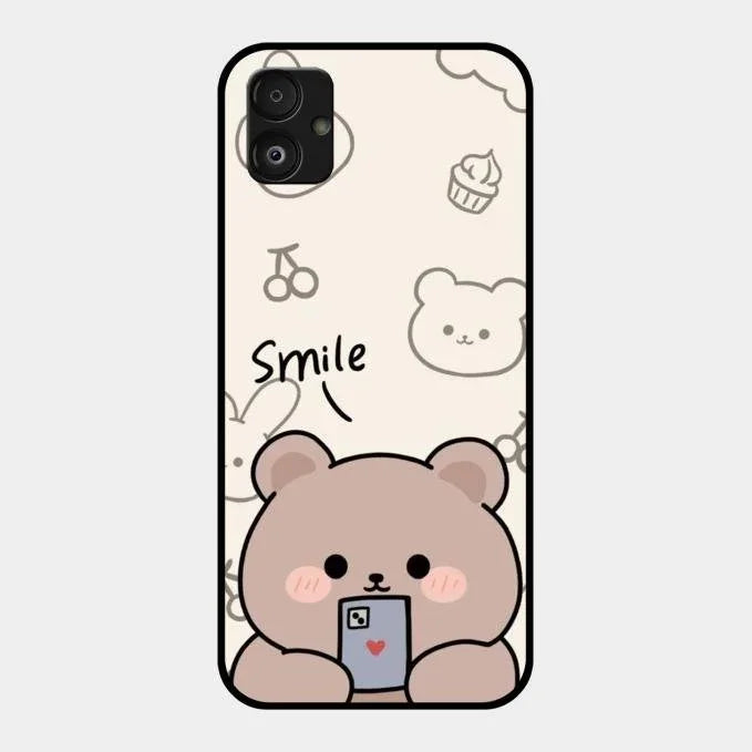 Cute Bear Glossy Metal Case Cover For Samsung Galaxy F14 5G