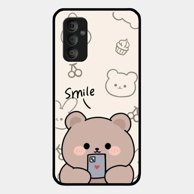 Cute Bear Glossy Metal Case Cover For Samsung Galaxy F23 5G