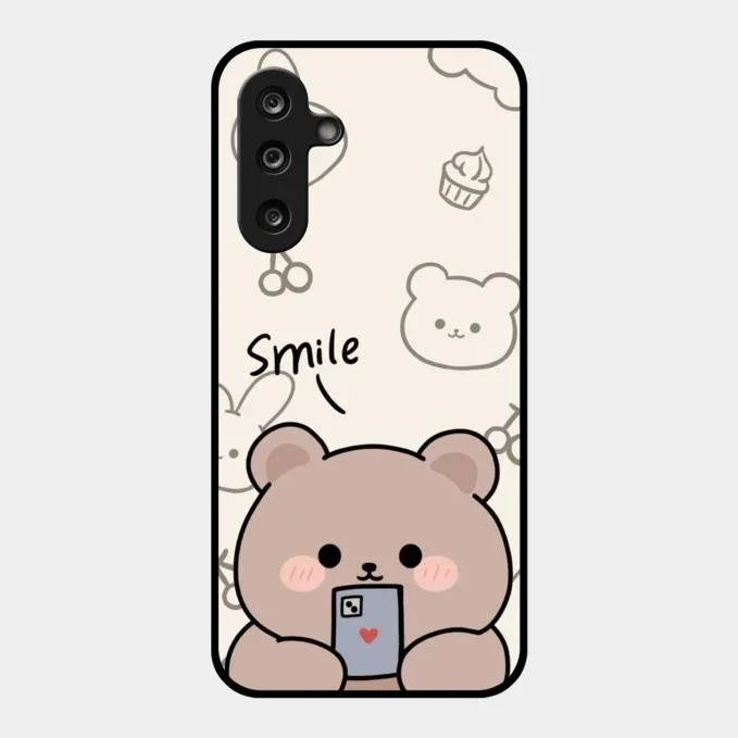 Cute Bear Glossy Metal Case Cover For Samsung Galaxy F36 5G
