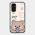 Cute Bear Glossy Metal Case Cover For Samsung Galaxy M14 5G