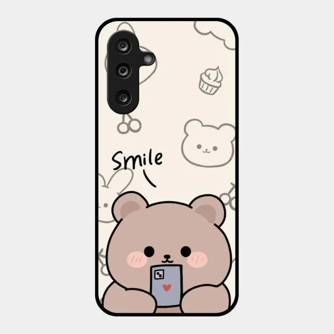 Cute Bear Glossy Metal Case Cover For Samsung Galaxy M16 5G