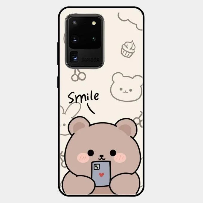 Cute Bear Glossy Metal Case Cover For Samsung Galaxy S20 Ultra