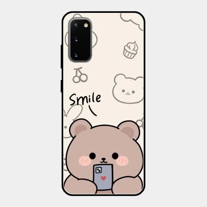 Cute Bear Glossy Metal Case Cover For Samsung Galaxy S20