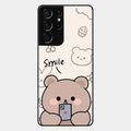 Cute Bear Glossy Metal Case Cover For Samsung Galaxy S21 Ultra
