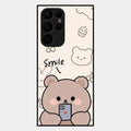 Cute Bear Glossy Metal Case Cover For Samsung Galaxy S22 Ultra 5G