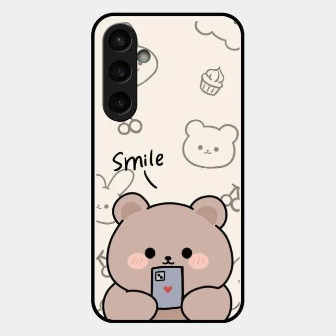 Cute Bear Glossy Metal Case Cover For Samsung Galaxy S23 Fe 5G