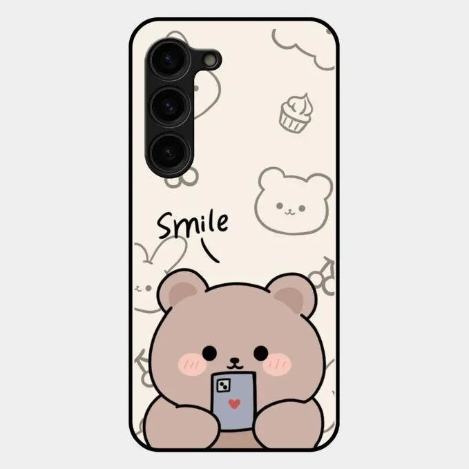Cute Bear Glossy Metal Case Cover For Samsung Galaxy S23 Plus 5G
