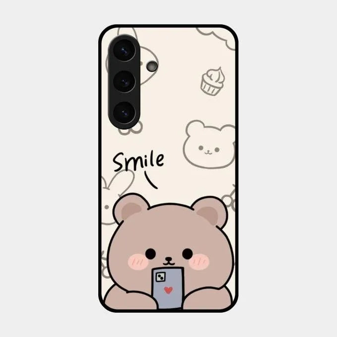 Cute Bear Glossy Metal Case Cover For Samsung Galaxy S24 Fe 5G