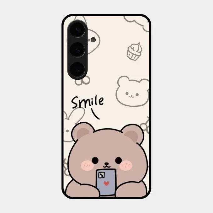 Cute Bear Glossy Metal Case Cover For Samsung Galaxy S24 Plus 5G