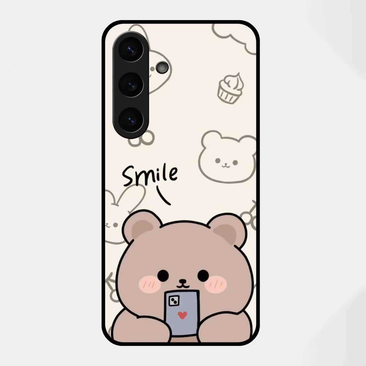 Cute Bear Glossy Metal Case Cover For Samsung Galaxy S25 FE 5G