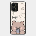 Cute Bear Glossy Metal Case Cover For Vivo T2X 5G