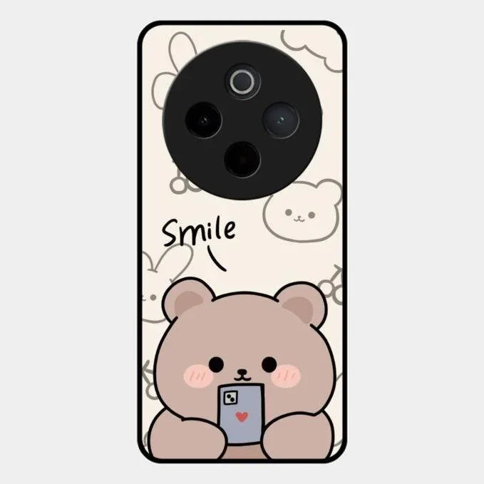Cute Bear Glossy Metal Case Cover For Vivo T4 5G