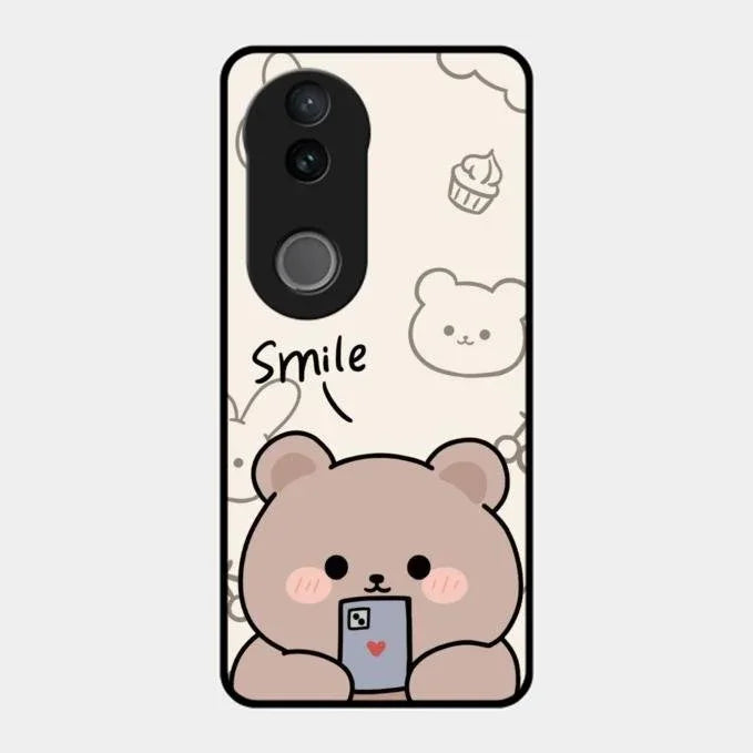 Cute Bear Glossy Metal Case Cover For Vivo T4R 5G