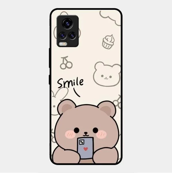 Cute Bear Glossy Metal Case Cover For Vivo V20 Pro 5G