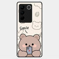 Cute Bear Glossy Metal Case Cover For Vivo V27 5G