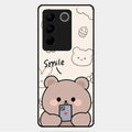 Cute Bear Glossy Metal Case Cover For Vivo V27 Pro 5G