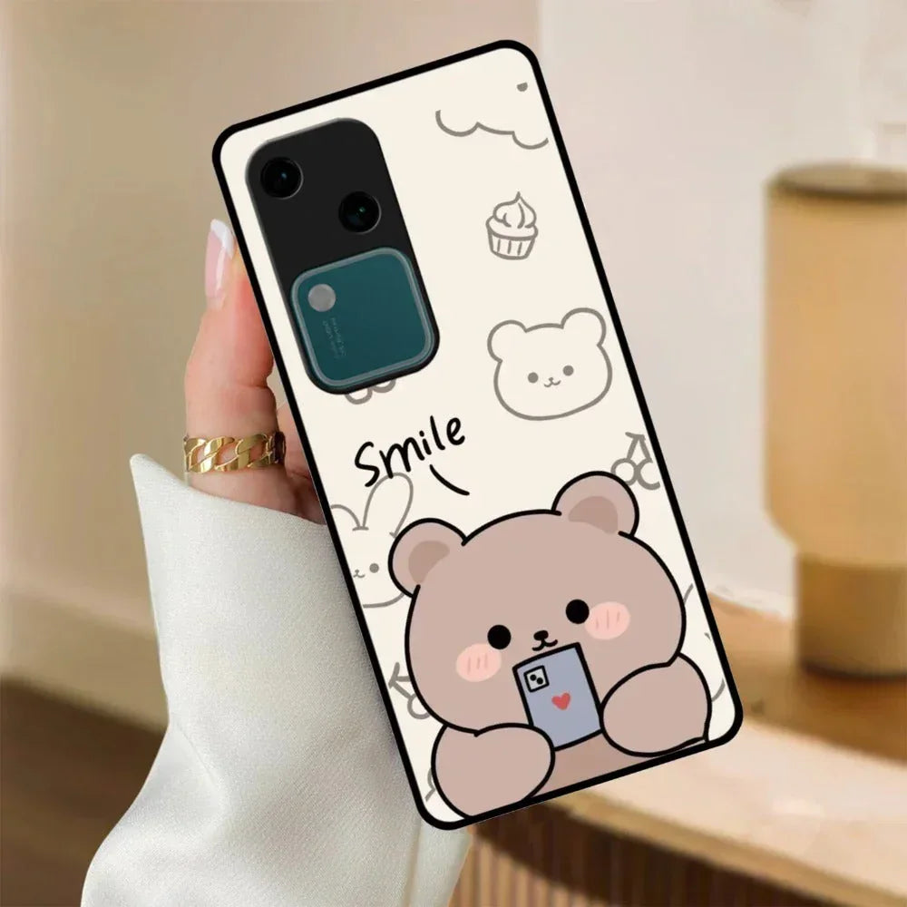 Cute Bear Glossy Metal Case Cover For Vivo - ShopOnCliQ