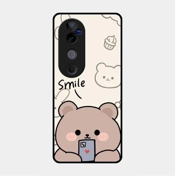 Cute Bear Glossy Metal Case Cover For Vivo V40 Pro 5G