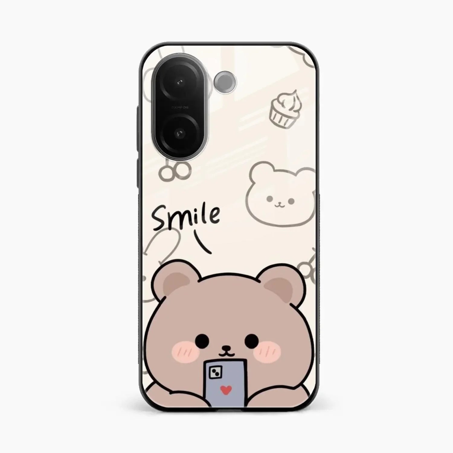 Cute Bear Glossy Metal Case Cover For Vivo V60e 5G