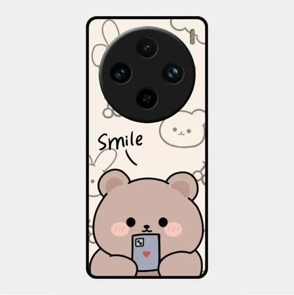 Cute Bear Glossy Metal Case Cover For Vivo X100 Pro 5G