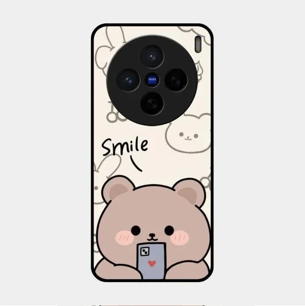 Cute Bear Glossy Metal Case Cover For Vivo X200 5G