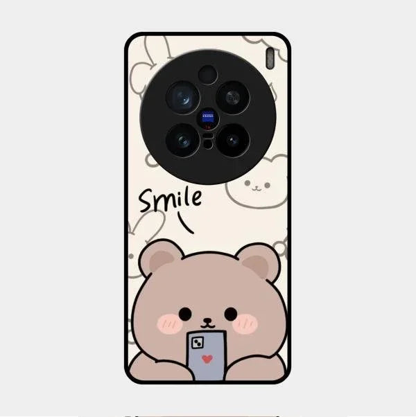 Cute Bear Glossy Metal Case Cover For Vivo X200 Pro 5G