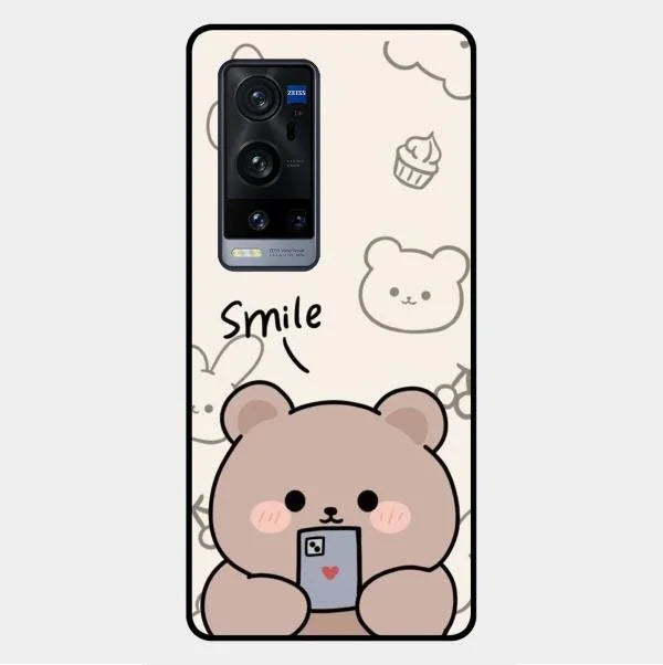 Cute Bear Glossy Metal Case Cover For Vivo X60 Pro Plus 5G