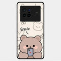 Cute Bear Glossy Metal Case Cover For Vivo X80 5G