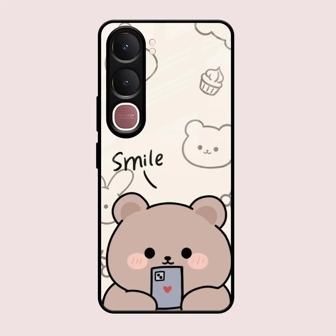 Cute Bear Glossy Metal Case Cover For Vivo Y31 5G