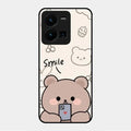 Cute Bear Glossy Metal Case Cover For Vivo Y35