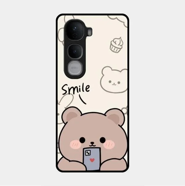 Cute Bear Glossy Metal Case Cover For Vivo Y400 Pro 5G