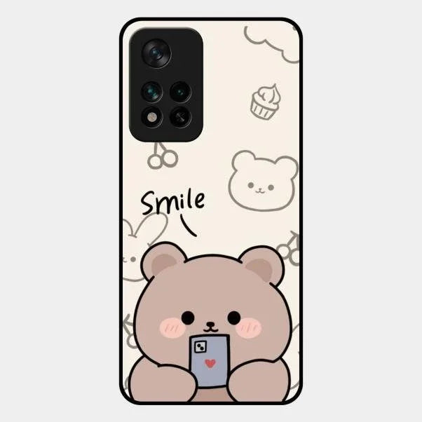 Cute Bear Glossy Metal Case Cover For Xiaomi 11I 5G