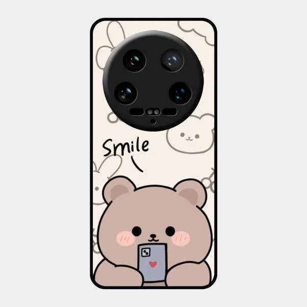 Cute Bear Glossy Metal Case Cover For Xiaomi 14 Ultra