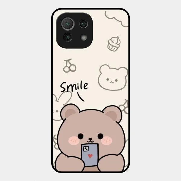 Cute Bear Glossy Metal Case Cover For Xiaomi Mi 11 Lite