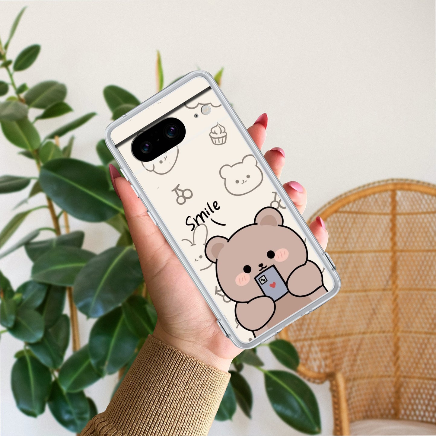 Cute Bear Transparent Silicon Case For Google