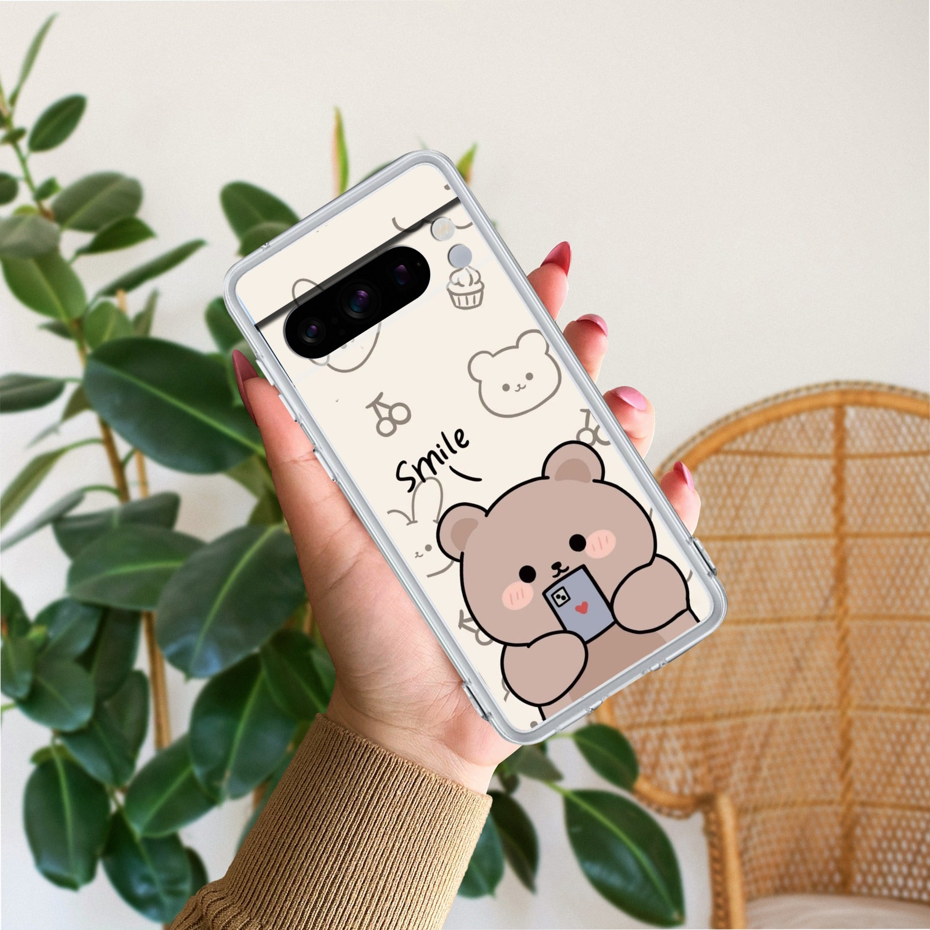 Cute Bear Anti Yellow Case For Google Pixel 8 Pro 5G