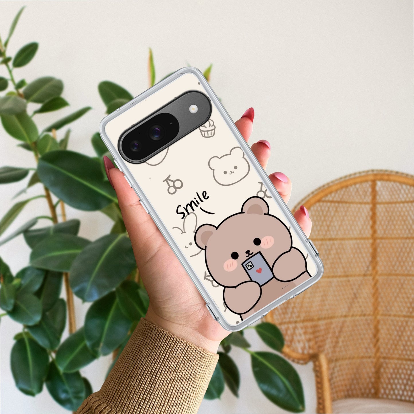 Cute Bear Transparent Silicon Case For Google