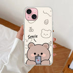 Cute Bear Anti Yellow Clear Case For iPhone 14