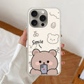 Cute Bear Anti Yellow Clear Case For iPhone 13 Pro Max
