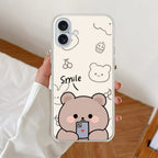 Cute Bear Anti Yellow Clear Case For iPhone 16