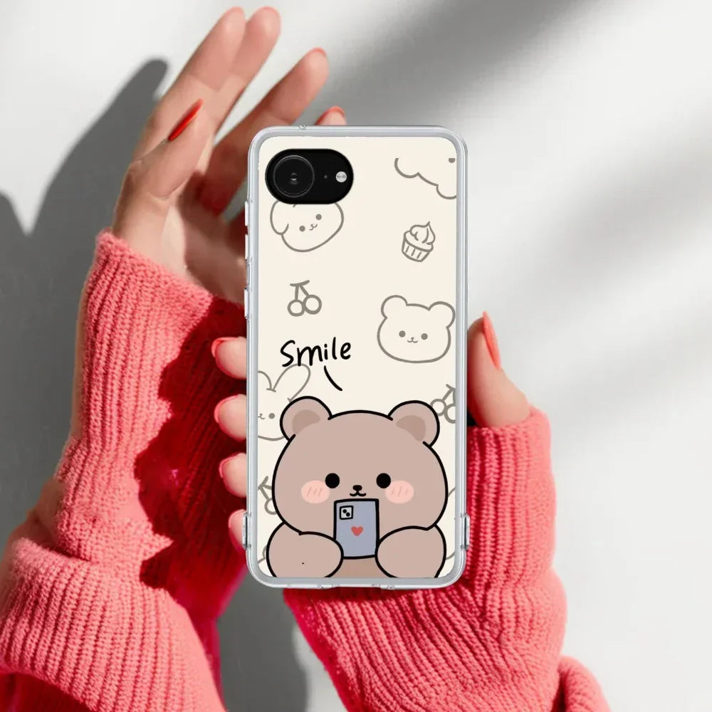 Cute Bear Transparent Silicon Case For iPhone 17e